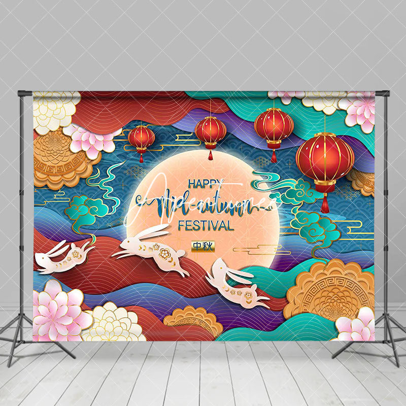 Aperturee - Auspicious Cloud Rabbit Mid Autumn Festival Backdrop