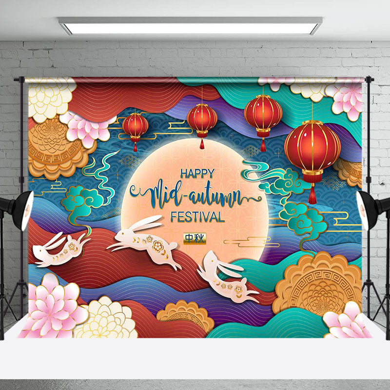 Aperturee - Auspicious Cloud Rabbit Mid Autumn Festival Backdrop