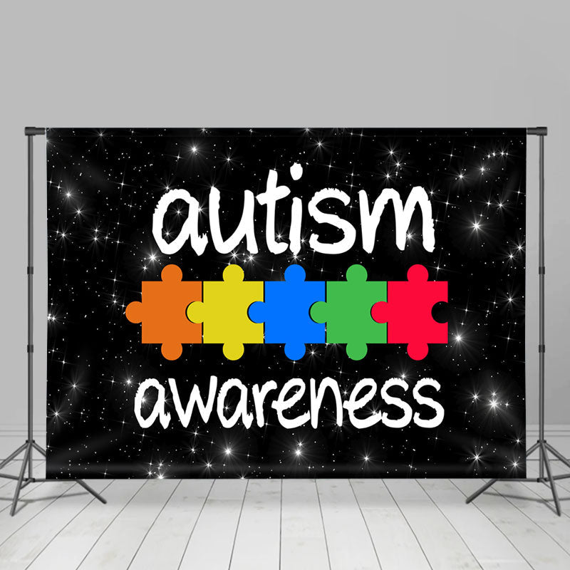 Aperturee - Autism Awareness Puzzle Black Starry Sky Backdrop