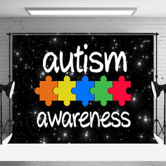 Aperturee - Autism Awareness Puzzle Black Starry Sky Backdrop