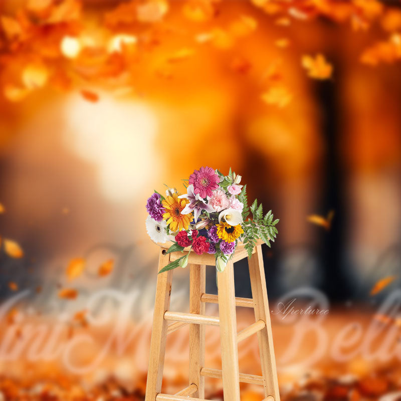 Aperturee - Autumn Fallen Leaves Orange Photo Studio Backdrop