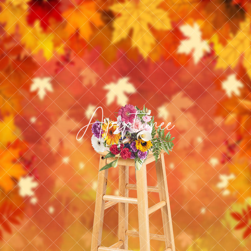 Aperturee - Autumn Falling Maple Leaf Thanksgiving Day Backdrop