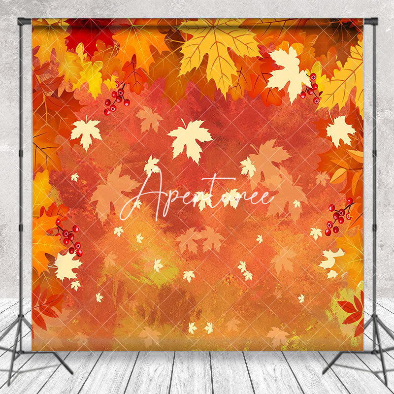 Aperturee - Autumn Falling Maple Leaf Thanksgiving Day Backdrop