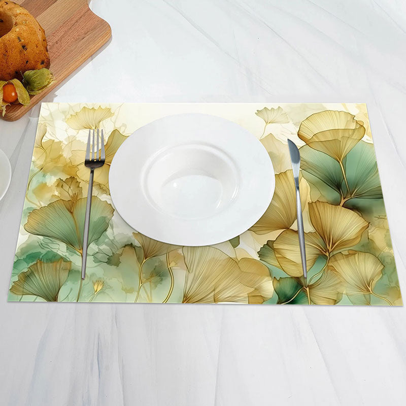 Aperturee - Autumn Ginkgo Biloba Set Of 4 Placemats For Dining