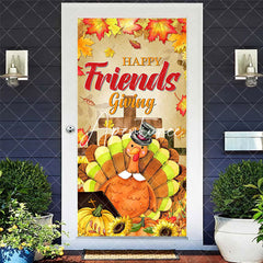 Aperturee - Autumn Maple Turkey Happy Friends Giving Door Cover