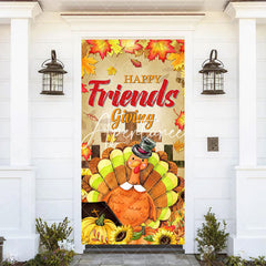 Aperturee - Autumn Maple Turkey Happy Friends Giving Door Cover