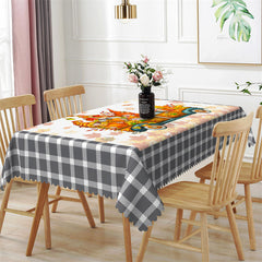 Aperturee - Autumn Truck Dwarf Plaid Christmas Party Tablecloth