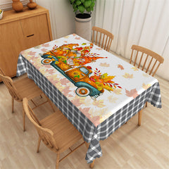 Aperturee - Autumn Truck Dwarf Plaid Christmas Party Tablecloth