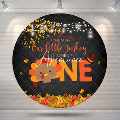 Aperturee Autumn Turkey Black Round 1st Birthday Backdrops