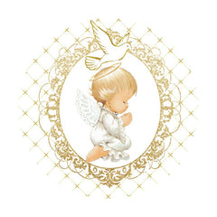 Aperturee - Baby And White Dove Round Baby Shower Backdrop