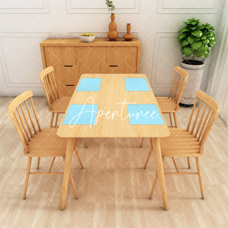 Aperturee - Baby Blue Solid Color Dining Set Of 4 Placemats