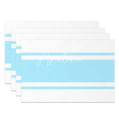 Aperturee - Baby Blue White Simple Dining Set Of 4 Placemats