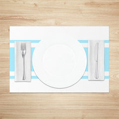 Aperturee - Baby Blue White Simple Dining Set Of 4 Placemats