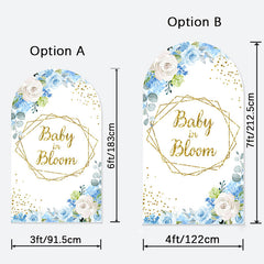 Aperturee - Baby In Bloom Blue Floral Baby Shower Arch Backdrop