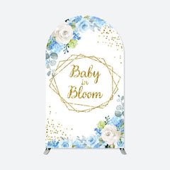 Aperturee - Baby In Bloom Blue Floral Baby Shower Arch Backdrop