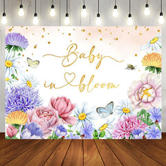 Aperturee - Baby In Bloom Floral Butterfly Baby Shower Backdrop