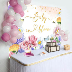 Aperturee - Baby In Bloom Floral Butterfly Baby Shower Backdrop