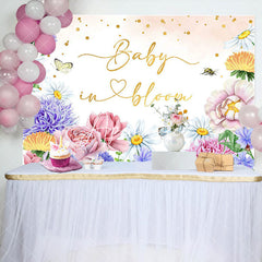 Aperturee - Baby In Bloom Floral Butterfly Baby Shower Backdrop