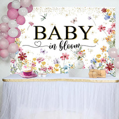 Aperturee - Baby In Bloom Floral Gender Reveal Backdrop For Girl