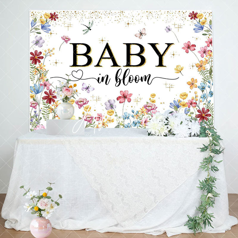 Aperturee - Baby In Bloom Floral Gender Reveal Backdrop For Girl