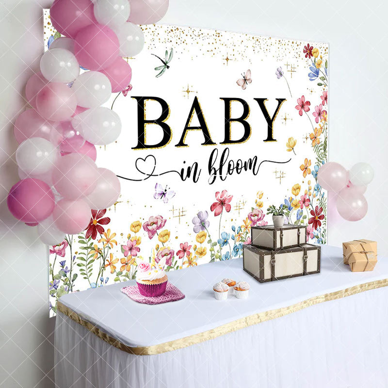 Aperturee - Baby In Bloom Floral Gender Reveal Backdrop For Girl