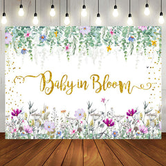 Aperturee - Baby In Bloom Floral Leaves Gender Reveal Backdrop