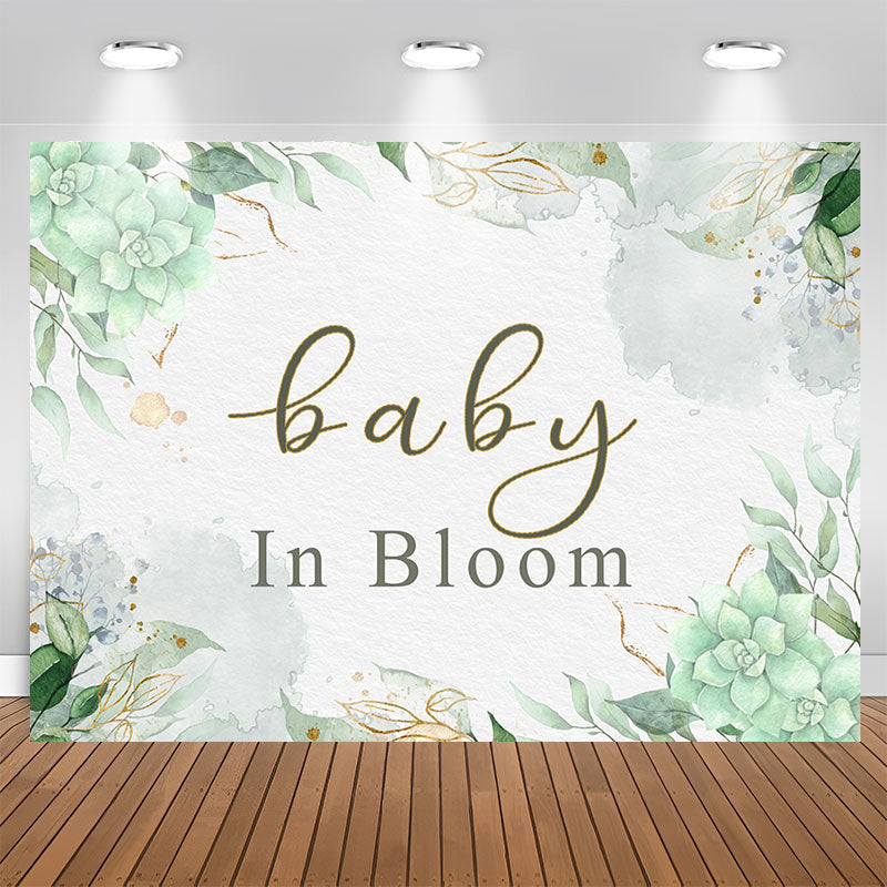 Aperturee - Baby In Bloom Flower Green Photo Backdrop for Baby Shower