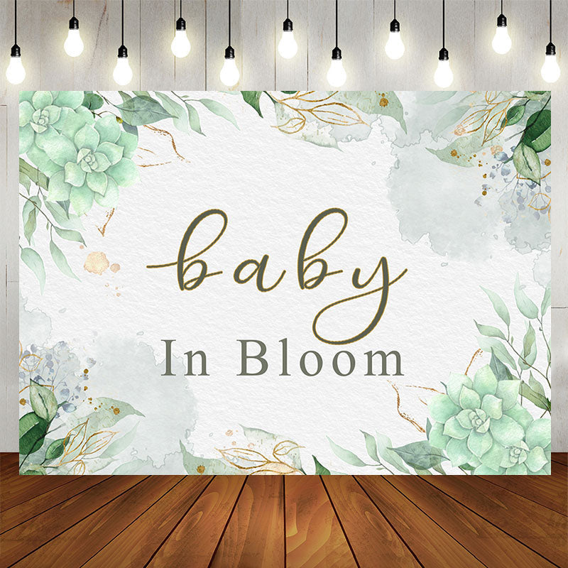 Aperturee - Baby In Bloom Flower Green Photo Backdrop for Baby Shower