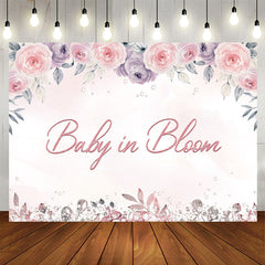 Aperturee - Baby in Bloom Pink and Purple Baby Shower Backdrop