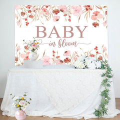 Aperturee - Baby In Bloom Pink Floral Heart Shower Backdrop