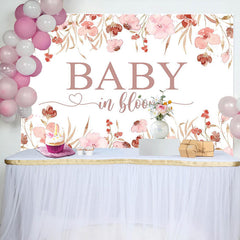 Aperturee - Baby In Bloom Pink Floral Heart Shower Backdrop