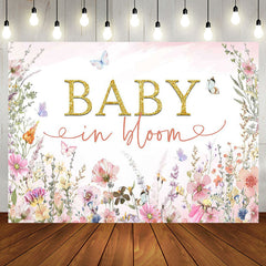 Aperturee - Baby In Bloom Spring Wildflower Butterfly Backdrop