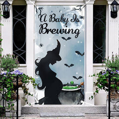 Aperturee - Baby Is Brewing Halloween Gender Reveal Door Cover