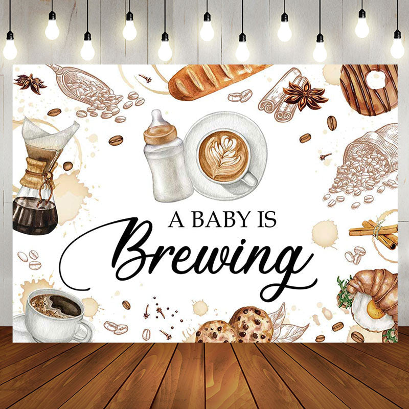 Aperturee - Baby Is Brewing Pastry Coffee Gender Reveal Backdrop