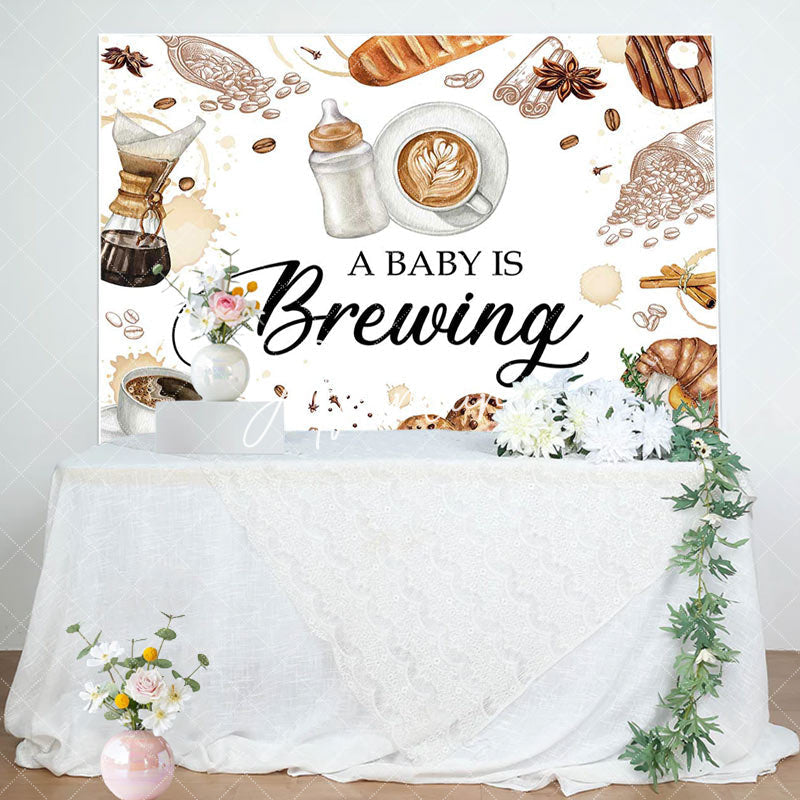 Aperturee - Baby Is Brewing Pastry Coffee Gender Reveal Backdrop