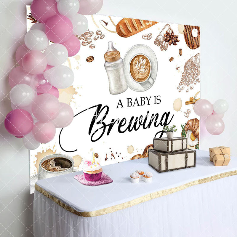 Aperturee - Baby Is Brewing Pastry Coffee Gender Reveal Backdrop