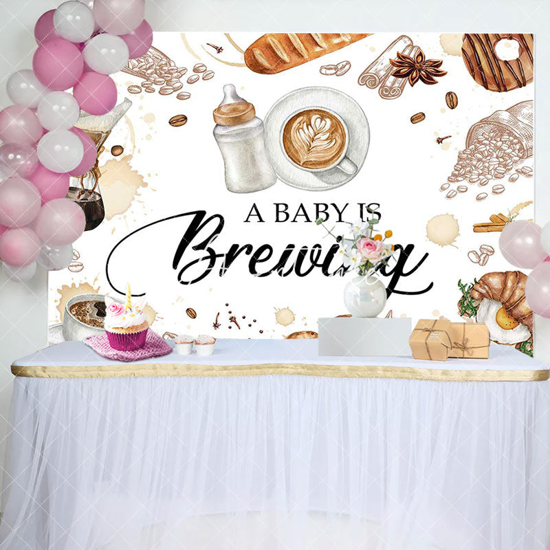 Aperturee - Baby Is Brewing Pastry Coffee Gender Reveal Backdrop