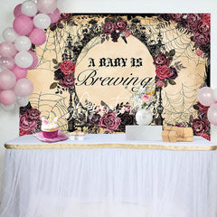 Aperturee - Baby Is Brewing Rose Floral Gender Reveal Backdrop