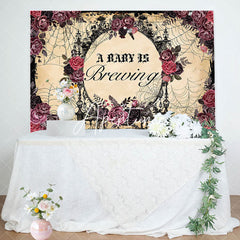 Aperturee - Baby Is Brewing Rose Floral Gender Reveal Backdrop