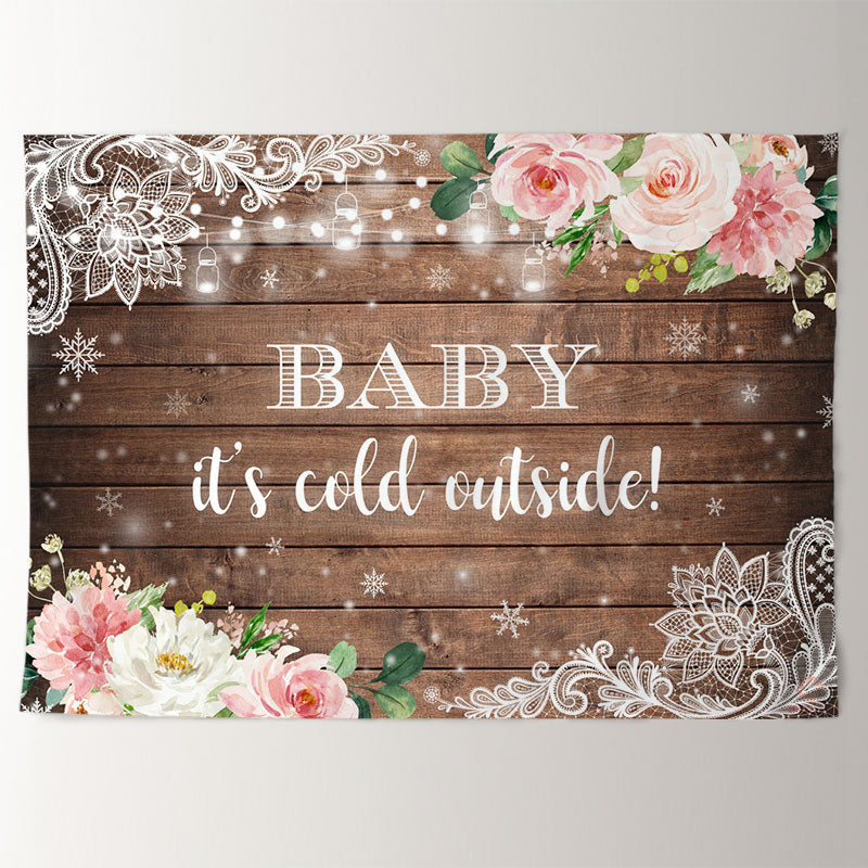 Aperturee - Baby Is Cold Outside Gender Reveal Winter Backdrop