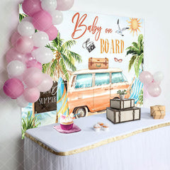 Aperturee - Baby On Board Beach Summer Gender Reveal Backdrop