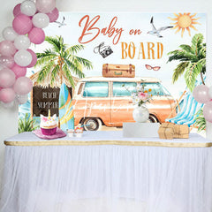 Aperturee - Baby On Board Beach Summer Gender Reveal Backdrop