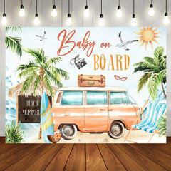 Aperturee - Baby On Board Beach Summer Gender Reveal Backdrop