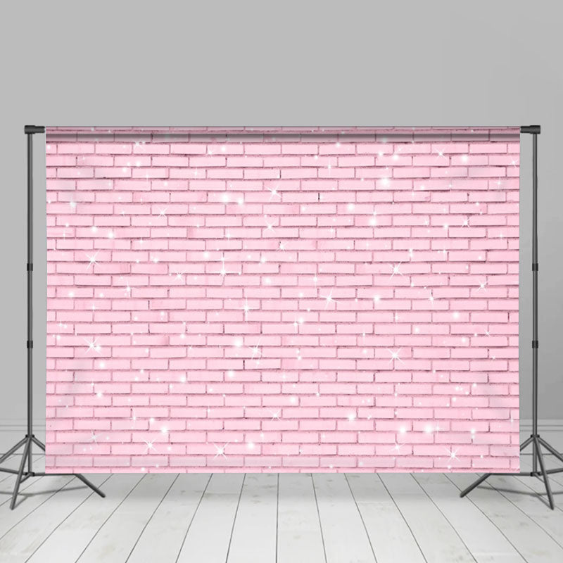 Aperturee - Baby Pink Brick Wall Girls Valentines Day Backdrop