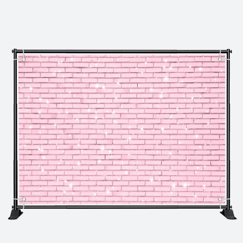 Aperturee - Baby Pink Brick Wall Girls Valentines Day Backdrop