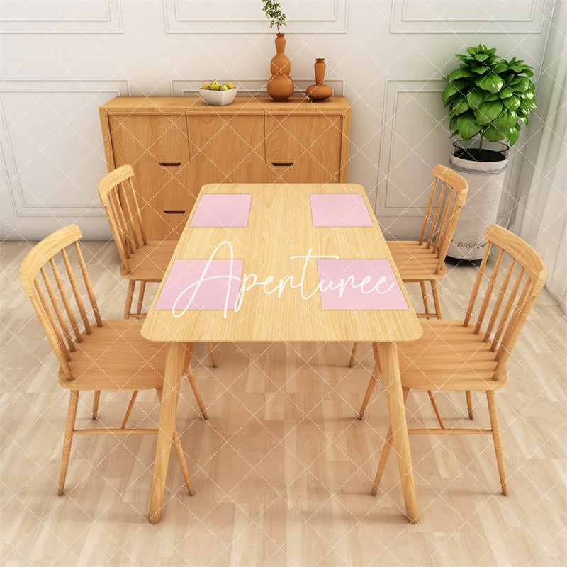 Aperturee - Baby Pink Solid Color Dining Set Of 4 Placemats