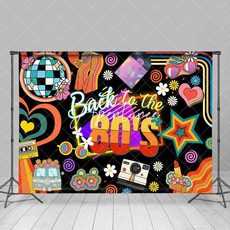 Aperturee - Back To 80S Sequin Ball Floral Heart Dance Backdrop