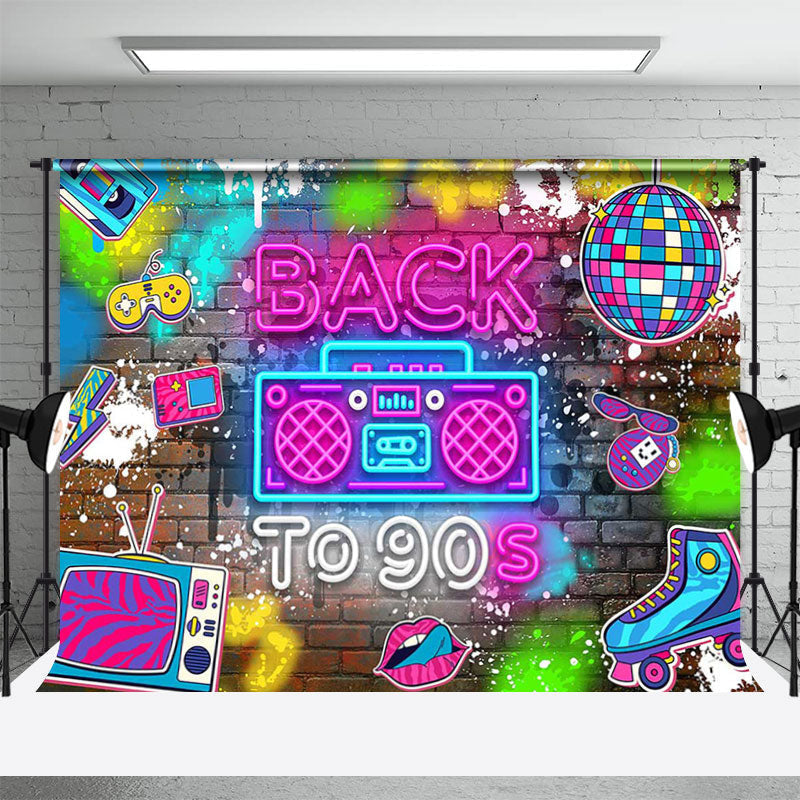 Aperturee - Back To 90s Disco Brick Wall Dance Party Backdrop