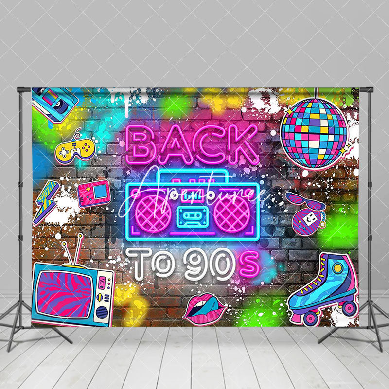 Aperturee - Back To 90s Disco Brick Wall Dance Party Backdrop