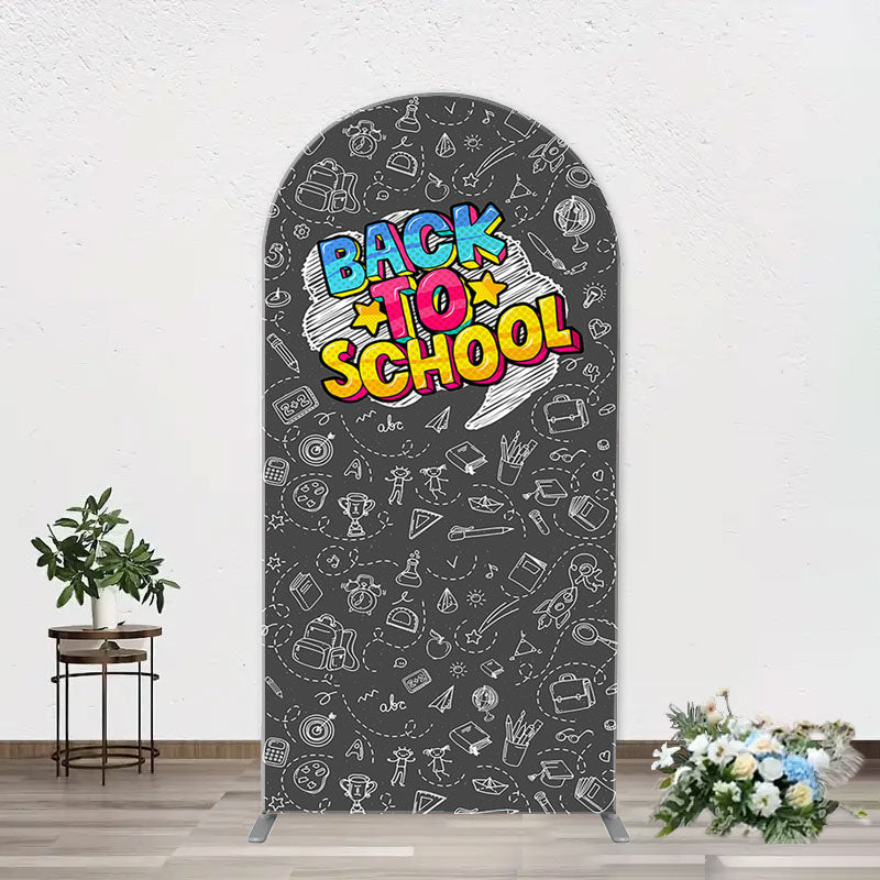 Aperturee - Back To School Black Board Party Arch Backdrop Cover